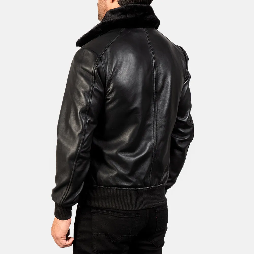Mens Black G1 Leather Flight Jacket